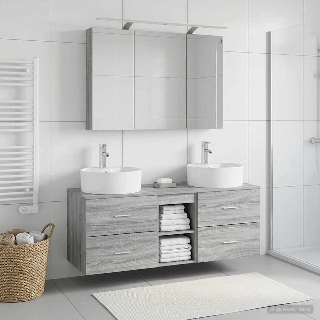 vidaXL Bathroom Furniture Set 4 pcs Grey Sonoma