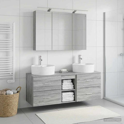 vidaXL Bathroom Furniture Set 4 pcs Grey Sonoma