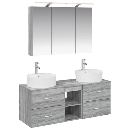 vidaXL Bathroom Furniture Set 4 pcs Grey Sonoma