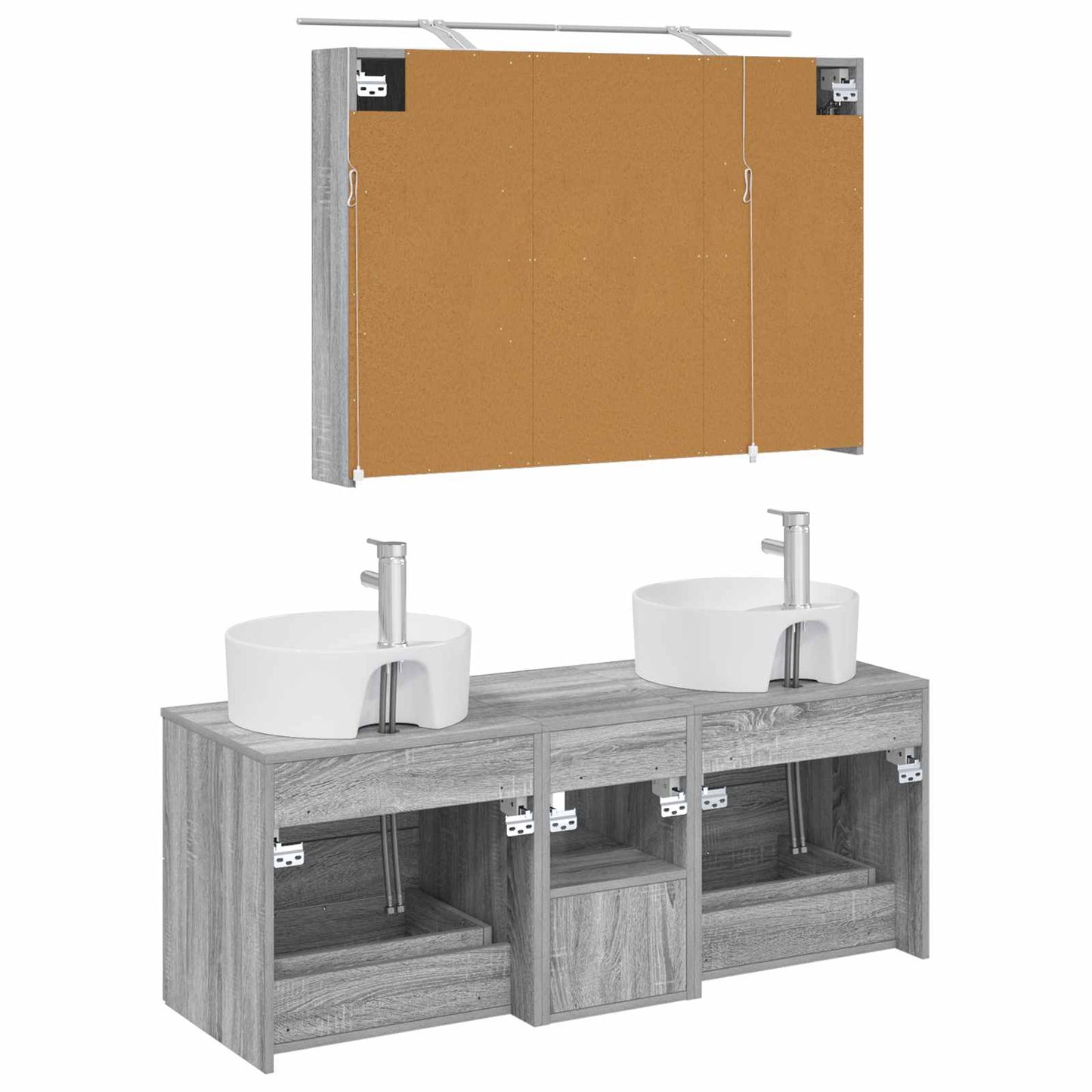 vidaXL Bathroom Furniture Set 4 pcs Grey Sonoma