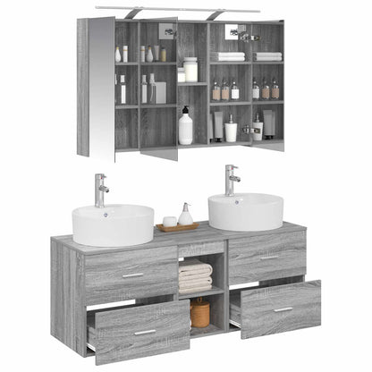 vidaXL Bathroom Furniture Set 4 pcs Grey Sonoma