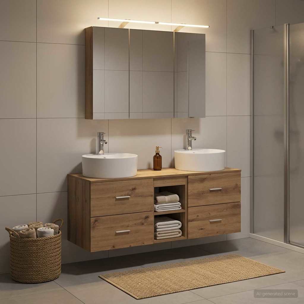 vidaXL Bathroom Furniture Set 4 pcs Artisan Oak