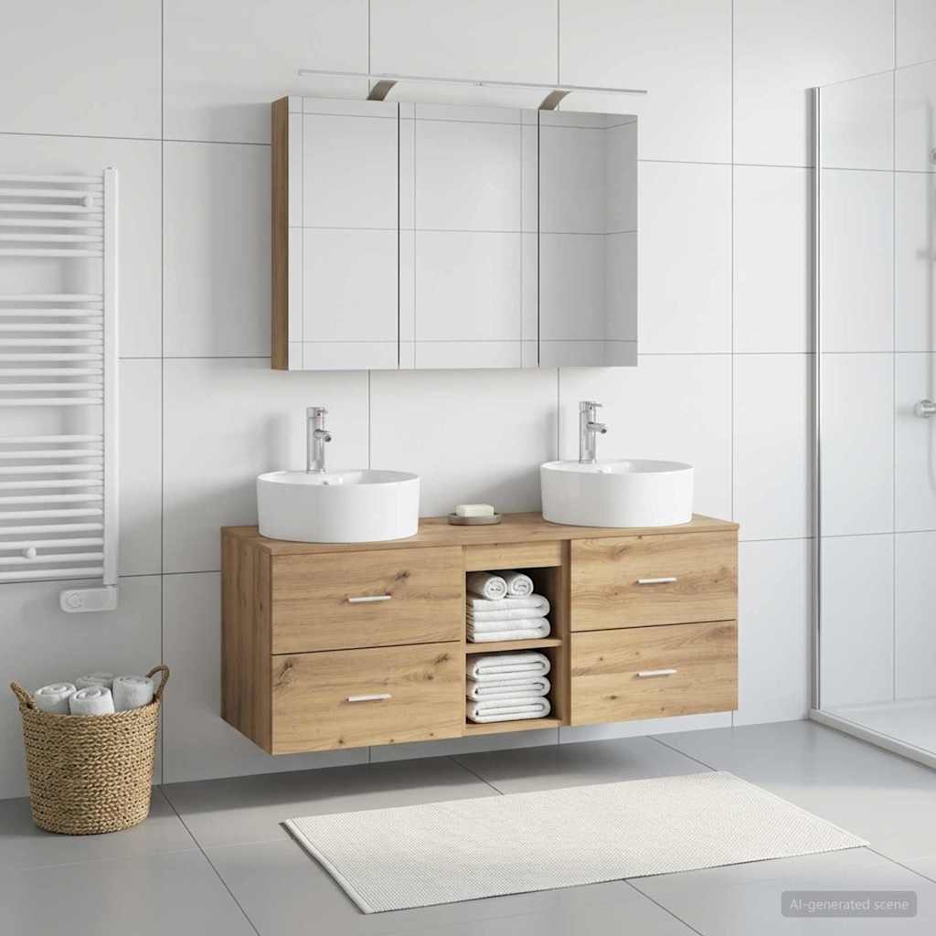 vidaXL Bathroom Furniture Set 4 pcs Artisan Oak