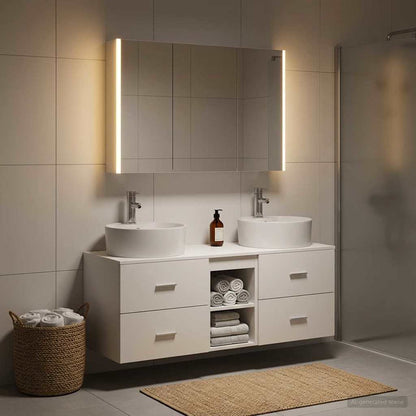 vidaXL Bathroom Furniture Set 4 pcs White Engineered Wood and Glass