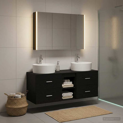 vidaXL Bathroom Furniture Set 4 pcs Black Oak