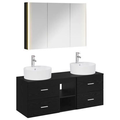 vidaXL Bathroom Furniture Set 4 pcs Black Oak