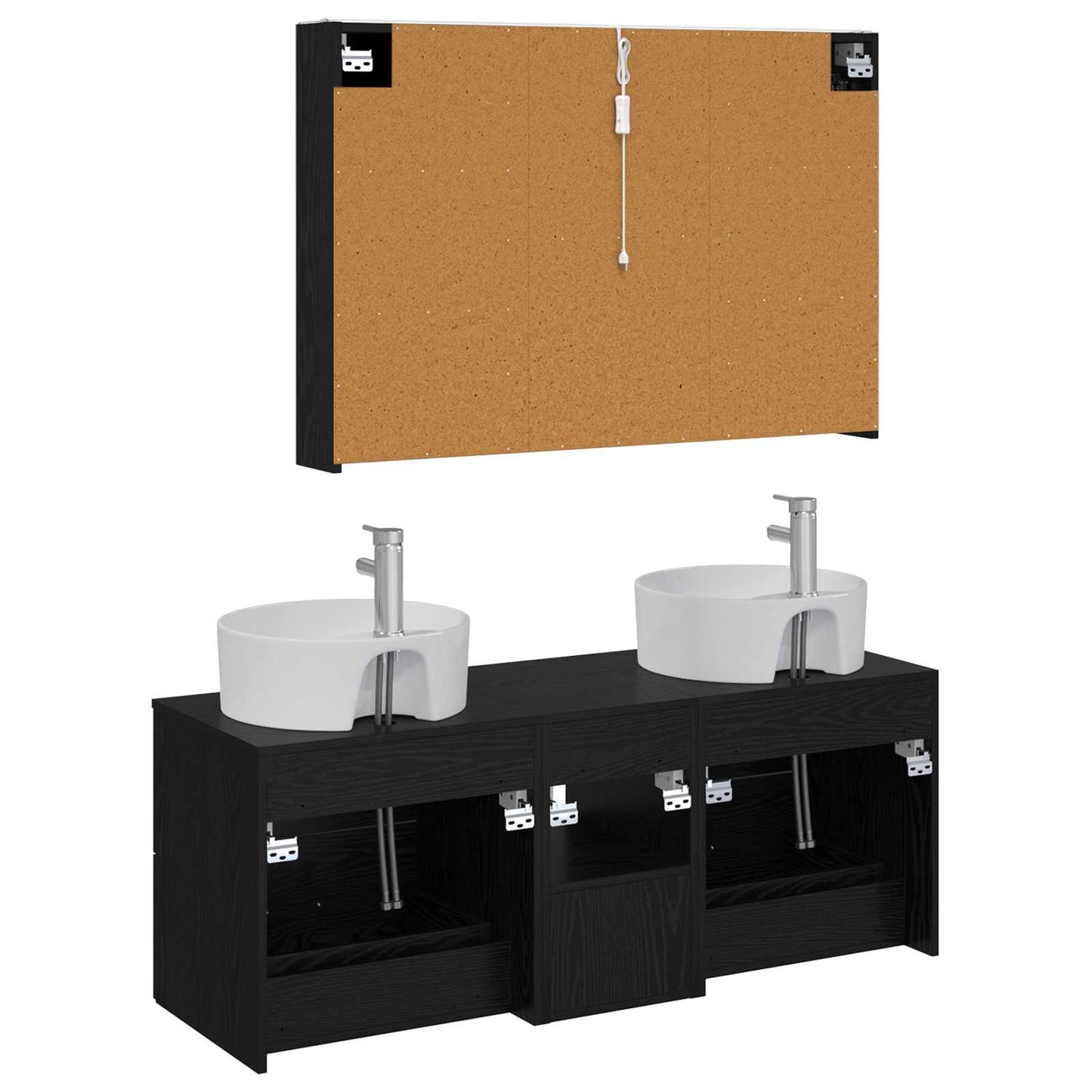 vidaXL Bathroom Furniture Set 4 pcs Black Oak