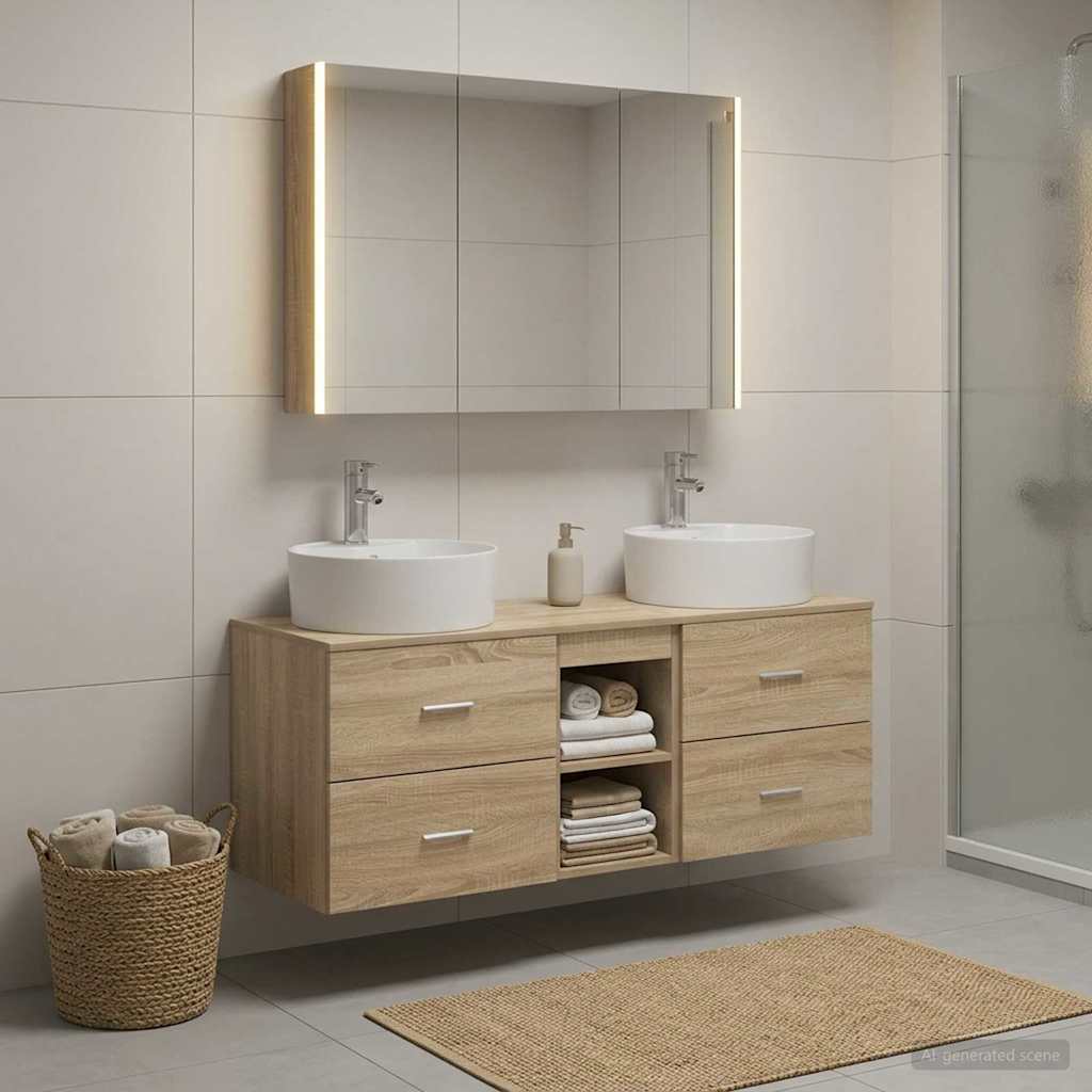 vidaXL Bathroom Furniture Set 4 pcs Sonoma Oak
