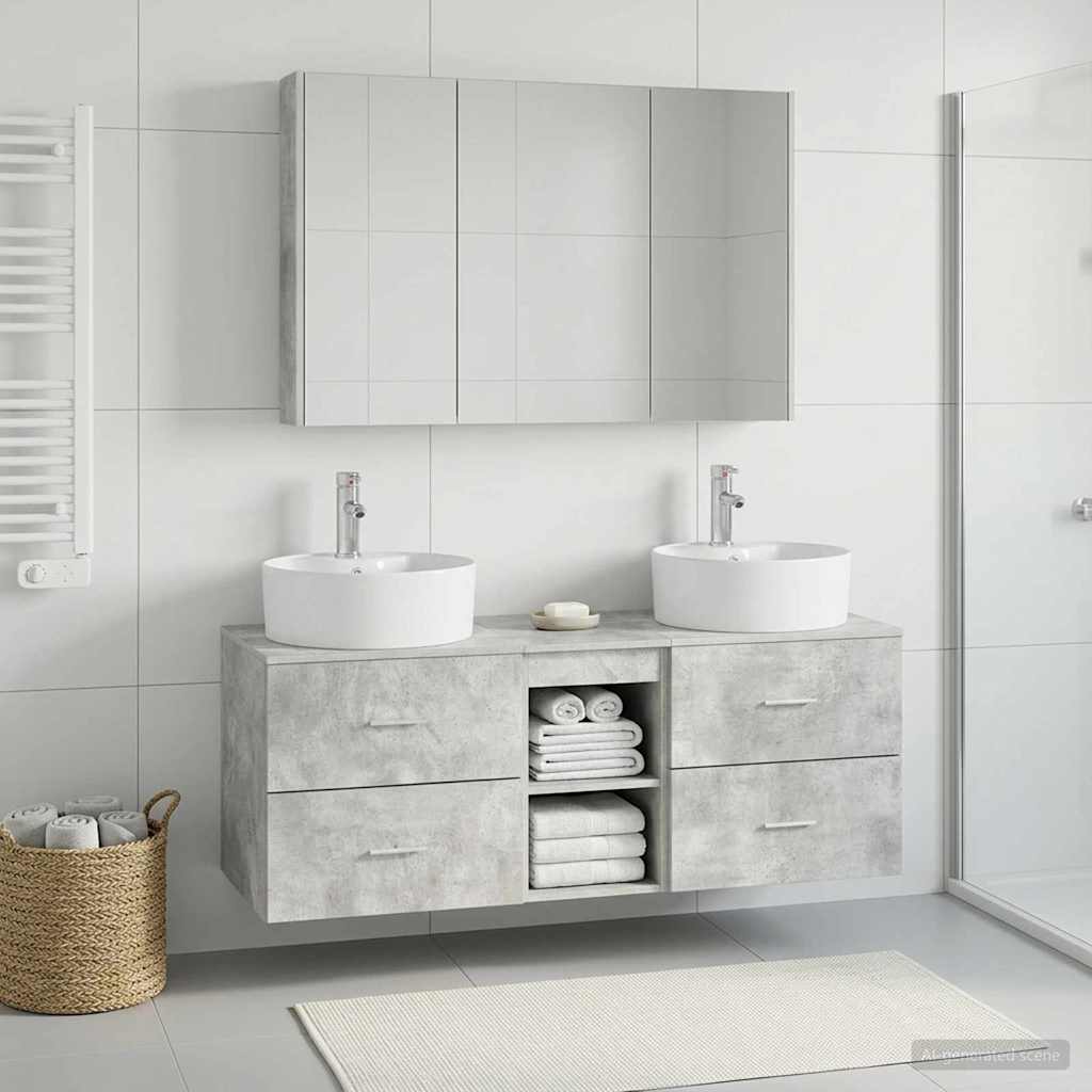 vidaXL Bathroom Furniture Set 4 pcs Concrete Grey