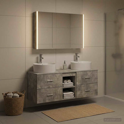 vidaXL Bathroom Furniture Set 4 pcs Concrete Grey
