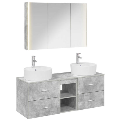 vidaXL Bathroom Furniture Set 4 pcs Concrete Grey