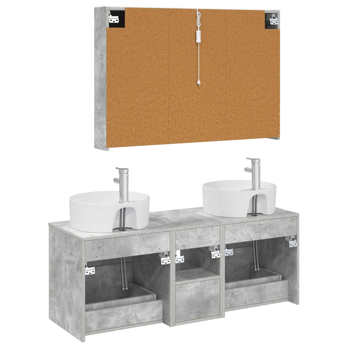 vidaXL Bathroom Furniture Set 4 pcs Concrete Grey