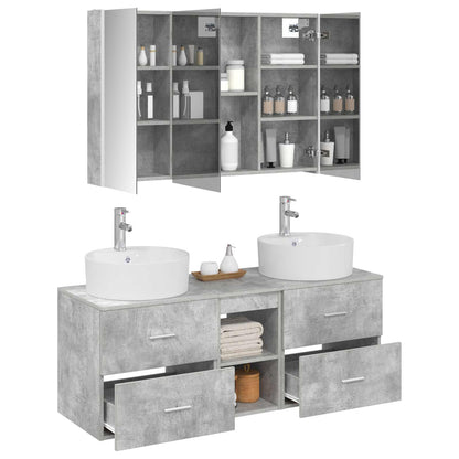 vidaXL Bathroom Furniture Set 4 pcs Concrete Grey