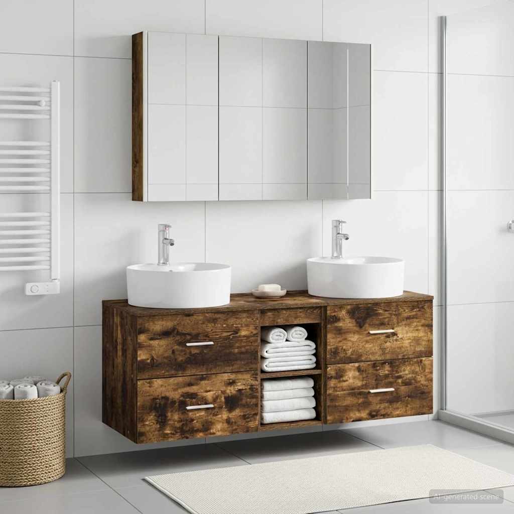 vidaXL Bathroom Furniture Set 4 pcs Smoked Oak