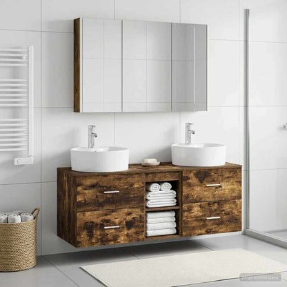 vidaXL Bathroom Furniture Set 4 pcs Smoked Oak