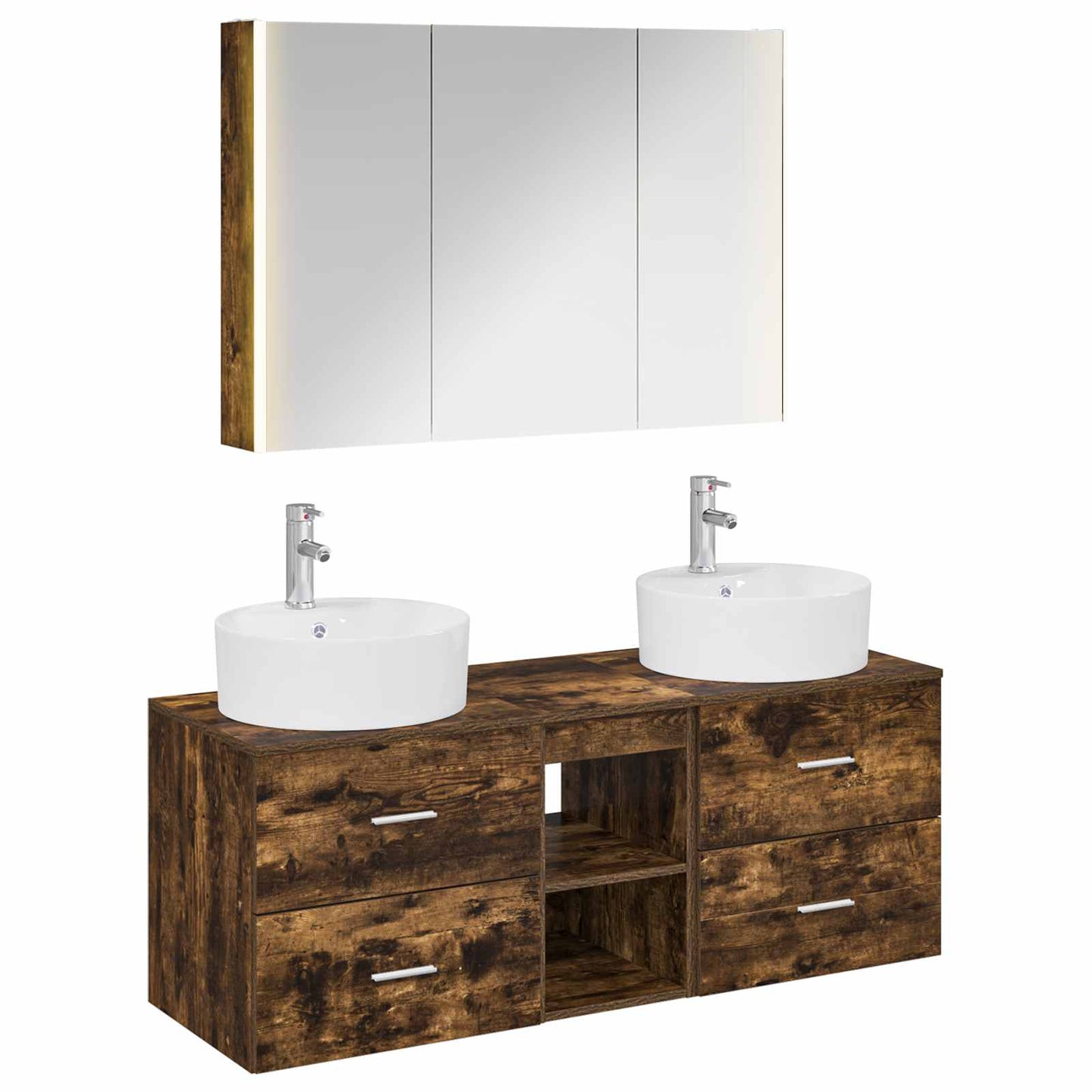 vidaXL Bathroom Furniture Set 4 pcs Smoked Oak