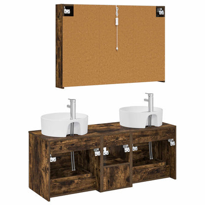 vidaXL Bathroom Furniture Set 4 pcs Smoked Oak