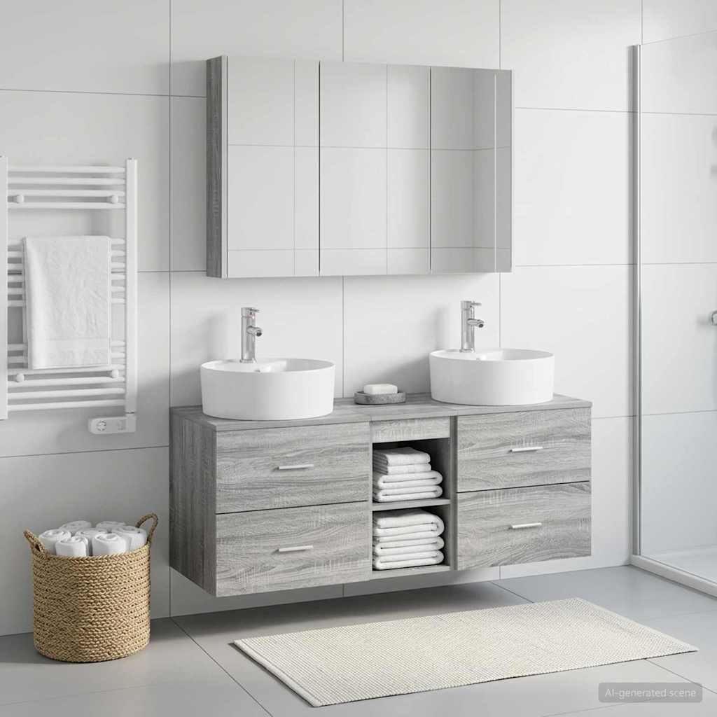 vidaXL Bathroom Furniture Set 4 pcs Grey Sonoma