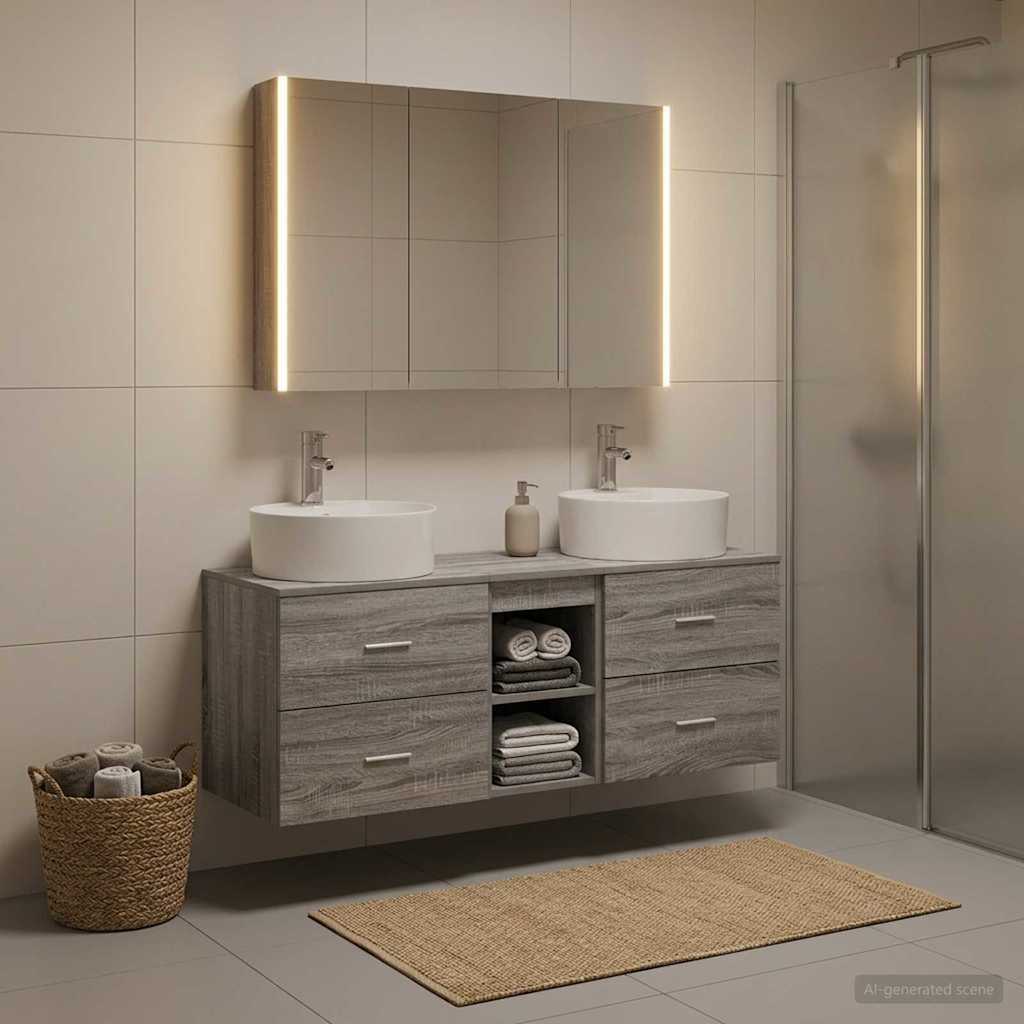 vidaXL Bathroom Furniture Set 4 pcs Grey Sonoma
