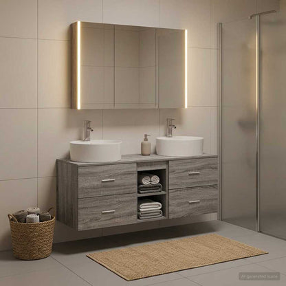 vidaXL Bathroom Furniture Set 4 pcs Grey Sonoma