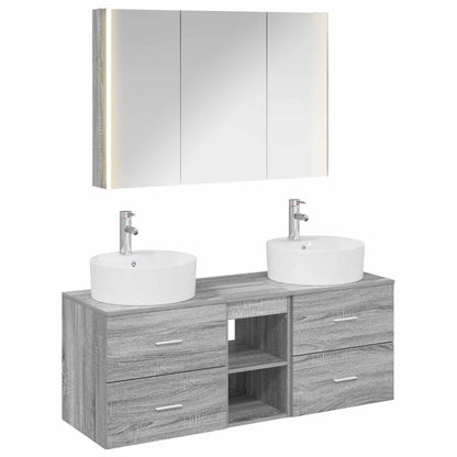 vidaXL Bathroom Furniture Set 4 pcs Grey Sonoma