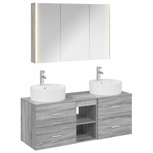 vidaXL Bathroom Furniture Set 4 pcs Grey Sonoma