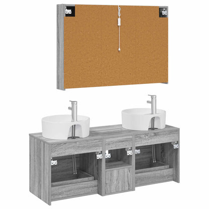 vidaXL Bathroom Furniture Set 4 pcs Grey Sonoma