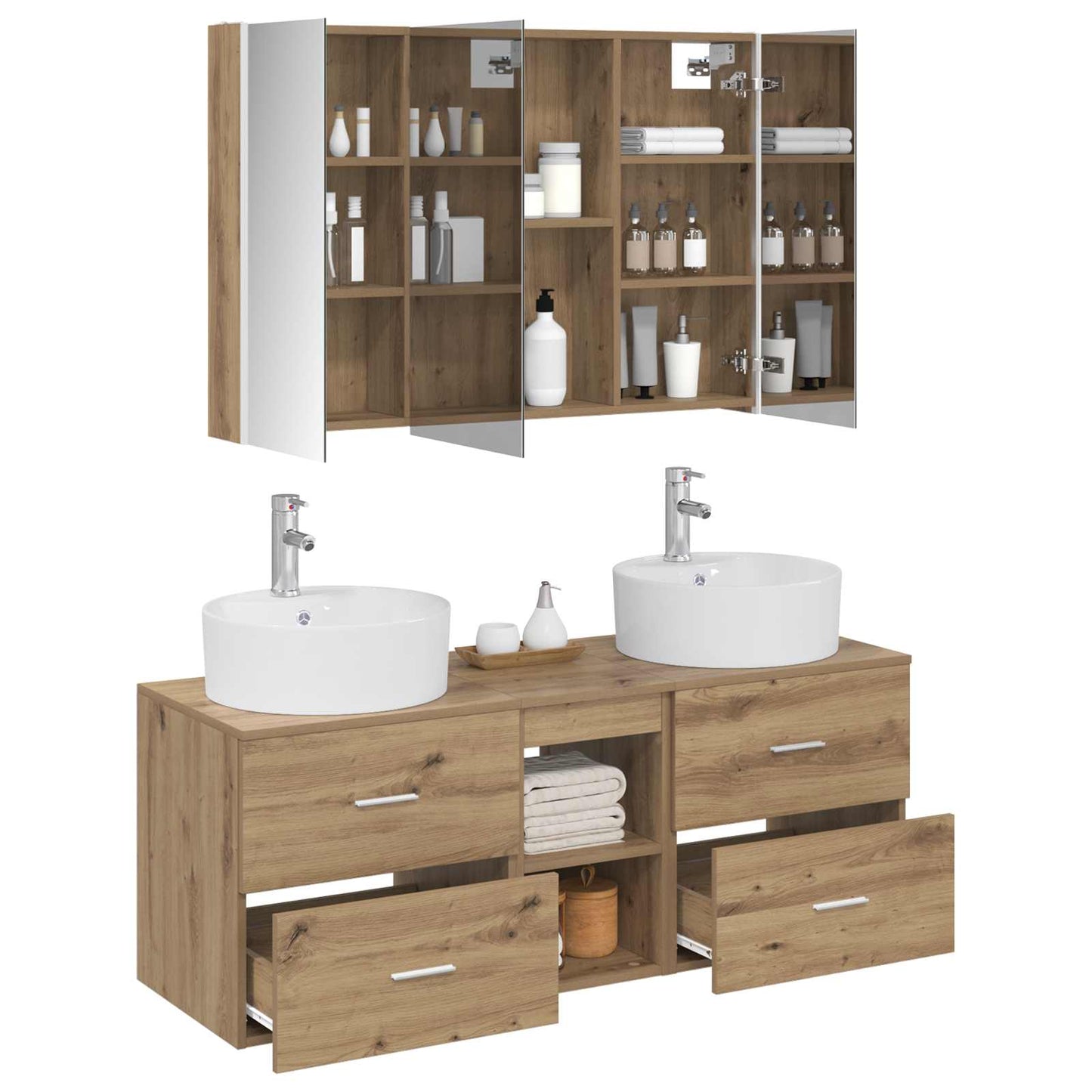 vidaXL Bathroom Furniture Set 4 pcs Artisan Oak