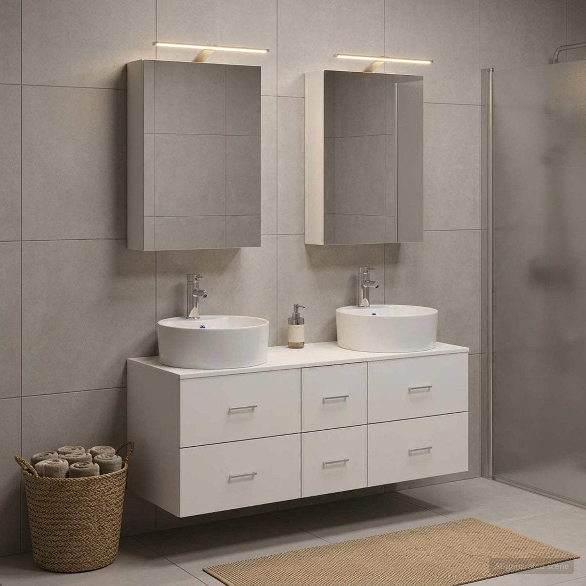 vidaXL Bathroom Furniture Set 5 pcs White Engineered Wood and Glass