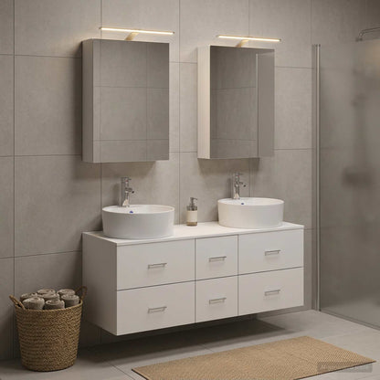 vidaXL Bathroom Furniture Set 5 pcs White Engineered Wood and Glass