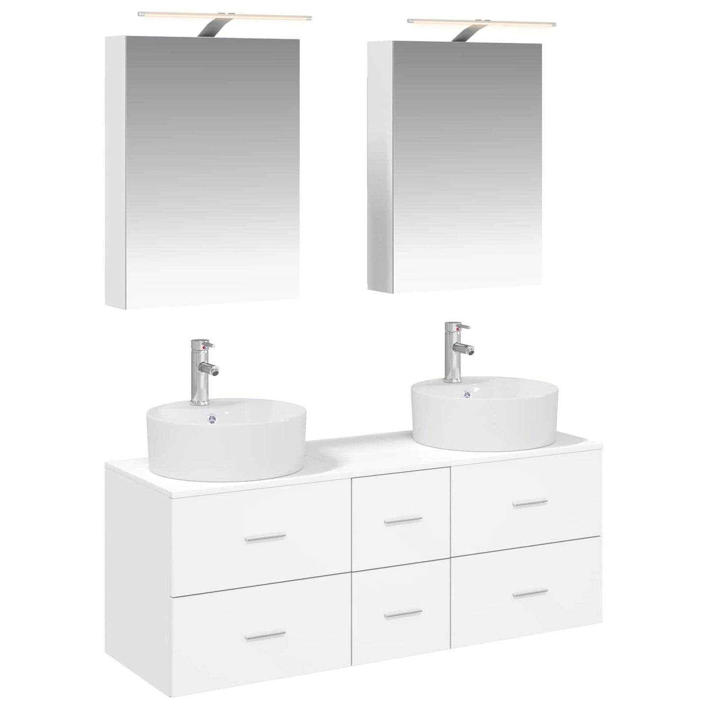 vidaXL Bathroom Furniture Set 5 pcs White Engineered Wood and Glass