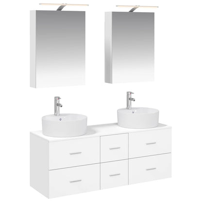 vidaXL Bathroom Furniture Set 5 pcs White Engineered Wood and Glass