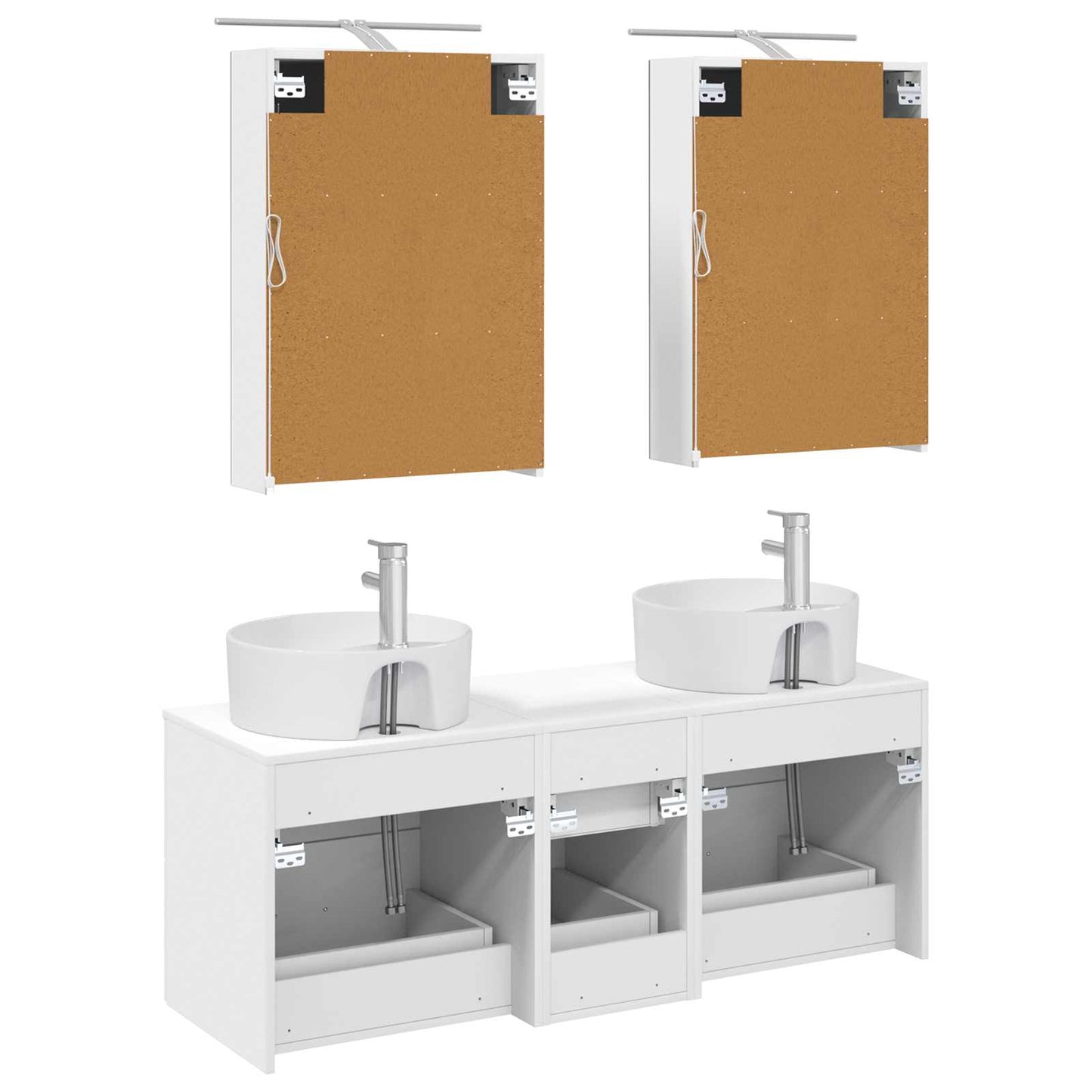 vidaXL Bathroom Furniture Set 5 pcs White Engineered Wood and Glass