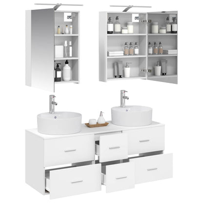 vidaXL Bathroom Furniture Set 5 pcs White Engineered Wood and Glass