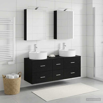 vidaXL Bathroom Furniture Set 5 pcs Black Oak