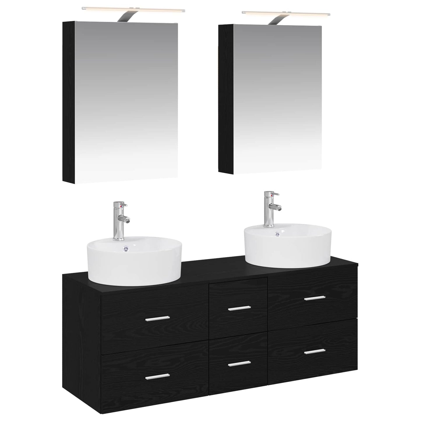 vidaXL Bathroom Furniture Set 5 pcs Black Oak