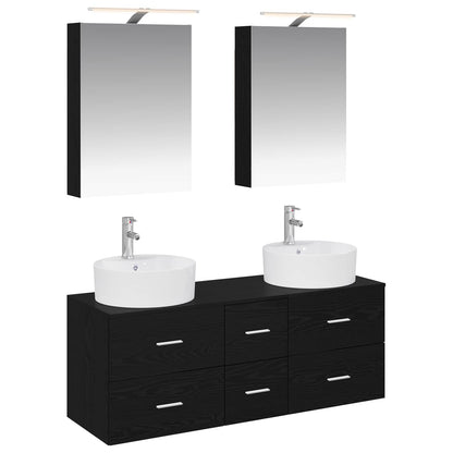 vidaXL Bathroom Furniture Set 5 pcs Black Oak