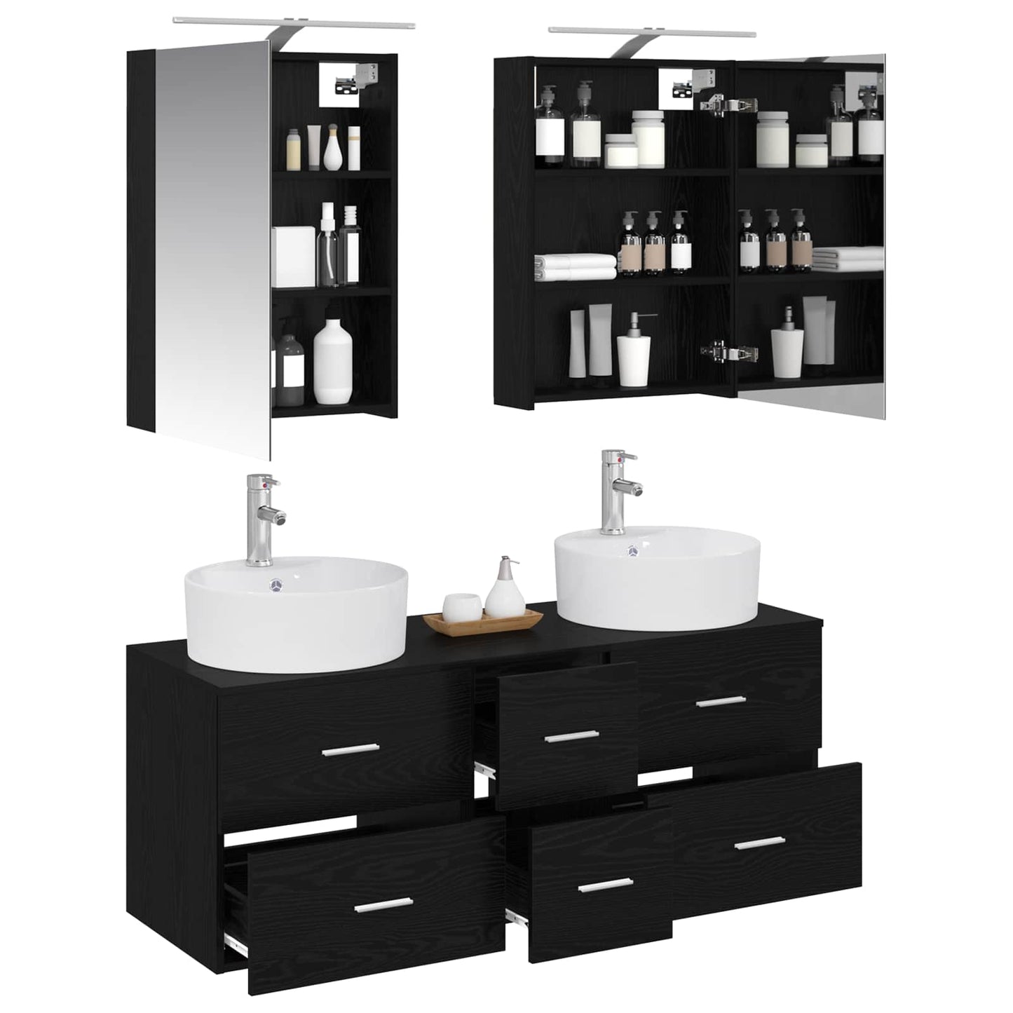 vidaXL Bathroom Furniture Set 5 pcs Black Oak