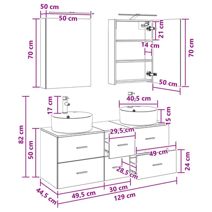 vidaXL Bathroom Furniture Set 5 pcs Black Oak