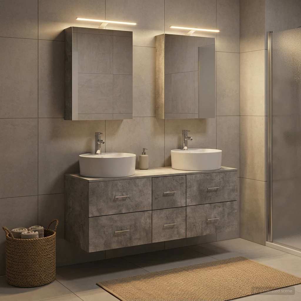 vidaXL Bathroom Furniture Set 5 pcs Concrete Grey