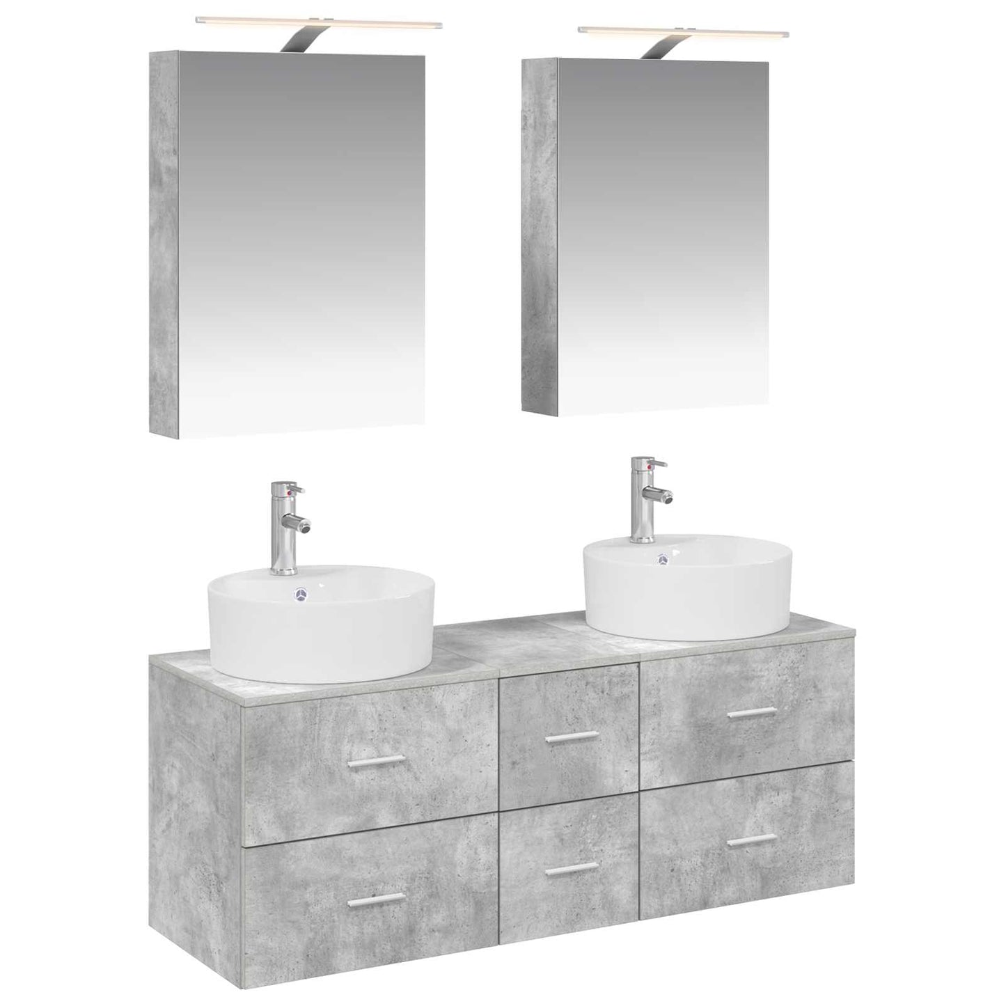vidaXL Bathroom Furniture Set 5 pcs Concrete Grey