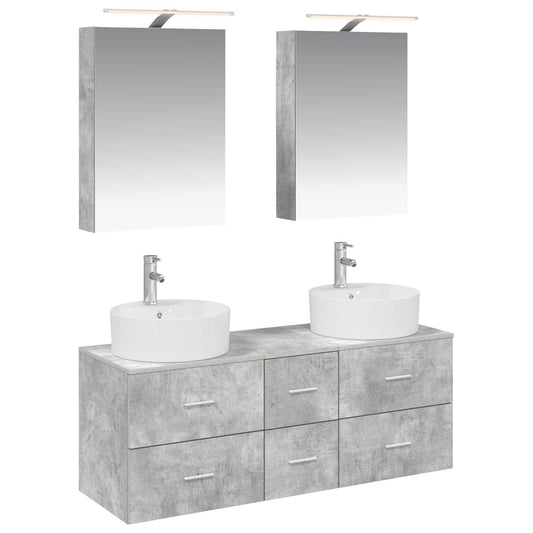 vidaXL Bathroom Furniture Set 5 pcs Concrete Grey