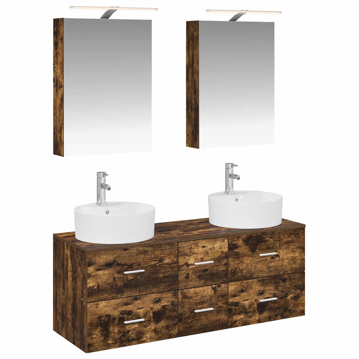 vidaXL Bathroom Furniture Set 5 pcs Smoked Oak