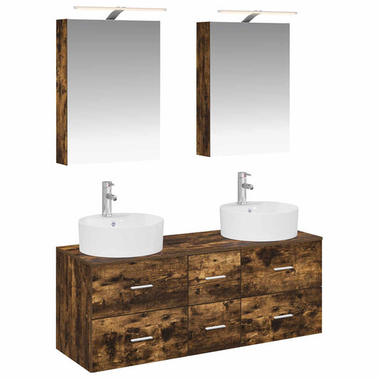 vidaXL Bathroom Furniture Set 5 pcs Smoked Oak