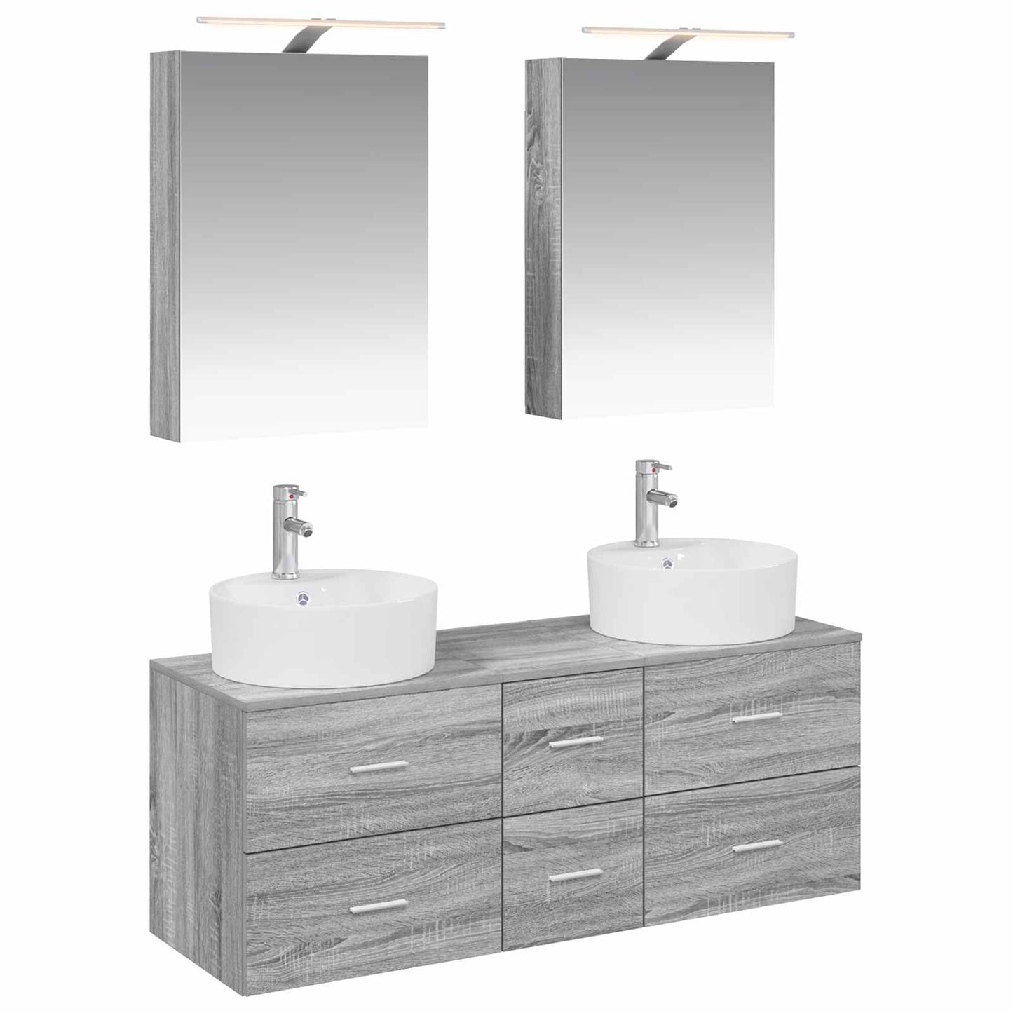 vidaXL Bathroom Furniture Set 5 pcs Grey Sonoma