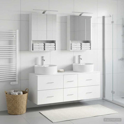 vidaXL Bathroom Furniture Set 5 pcs White Engineered Wood and Glass