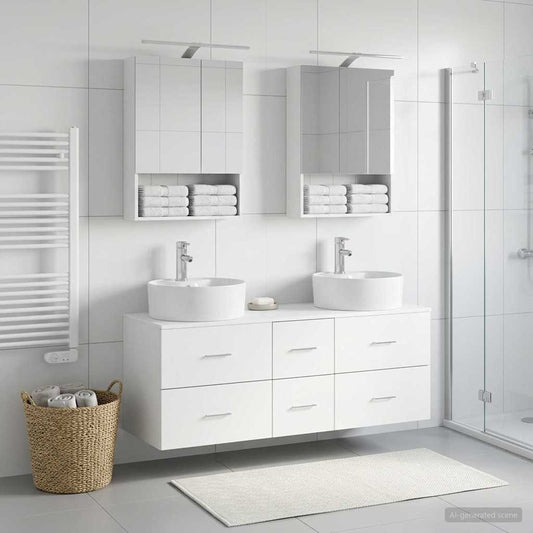 vidaXL Bathroom Furniture Set 5 pcs White Engineered Wood and Glass