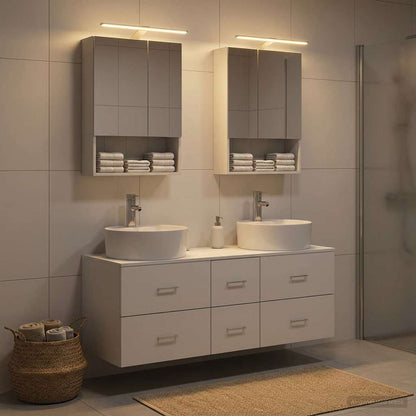 vidaXL Bathroom Furniture Set 5 pcs White Engineered Wood and Glass