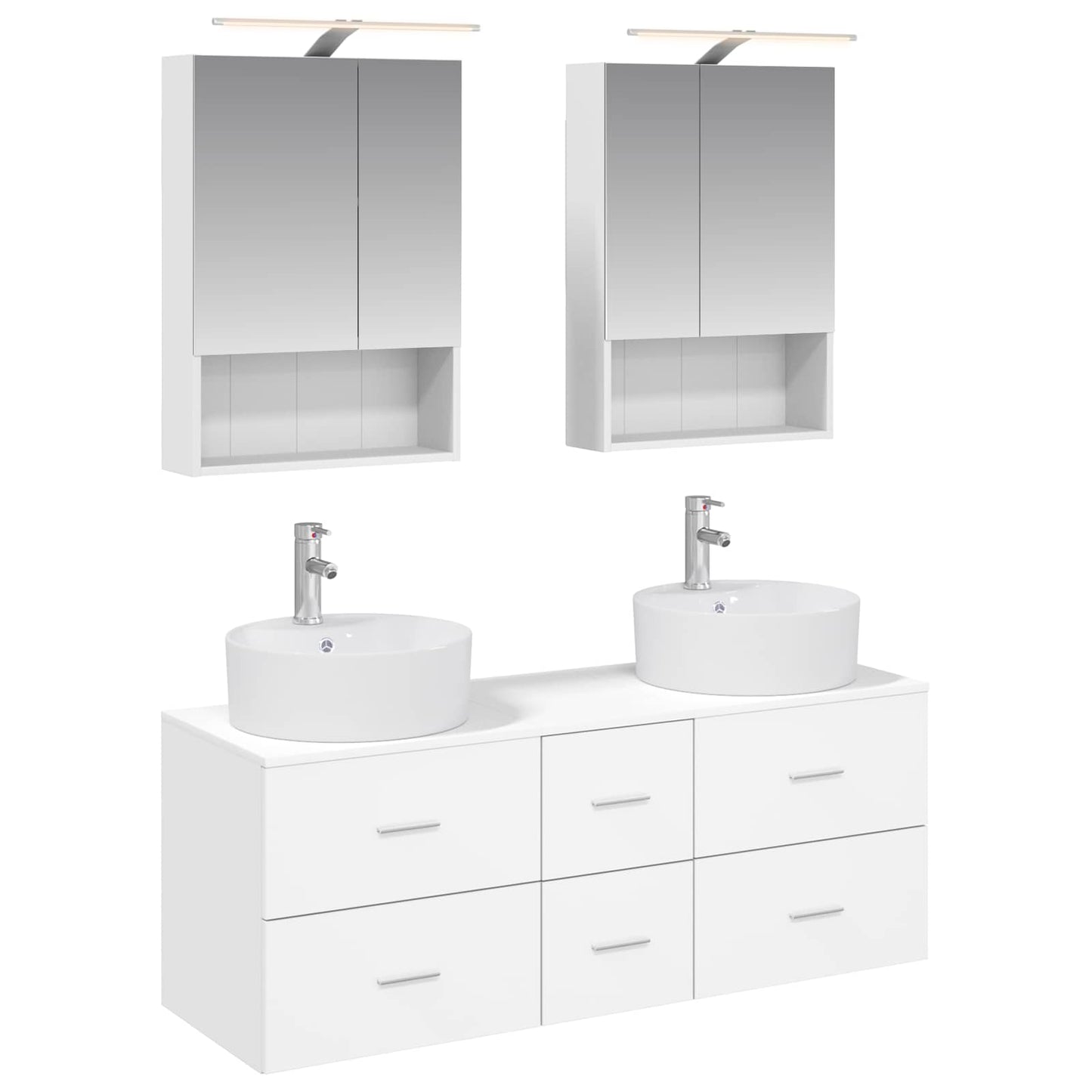 vidaXL Bathroom Furniture Set 5 pcs White Engineered Wood and Glass