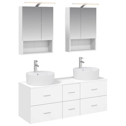 vidaXL Bathroom Furniture Set 5 pcs White Engineered Wood and Glass